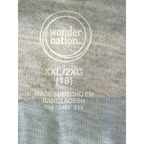 Wonder Nation shirt Boys XXL/2XG (18) Blue & Gray Striped T-Shirt NWT - Picture 3 of 5